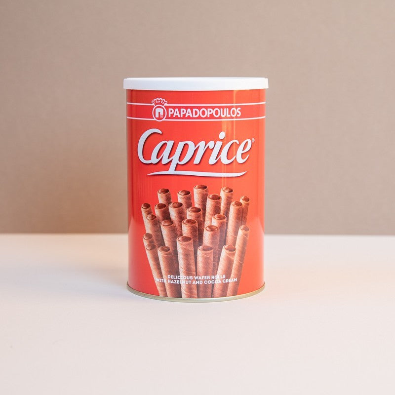 Gaufrettes cigares Caprice 400g fourrées crème noisette et cacao, biscuits grecs