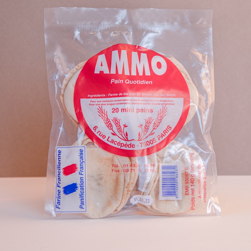 Petit pain cocktail libanais Ammo 140g, moelleux pour apéritif et mezzé