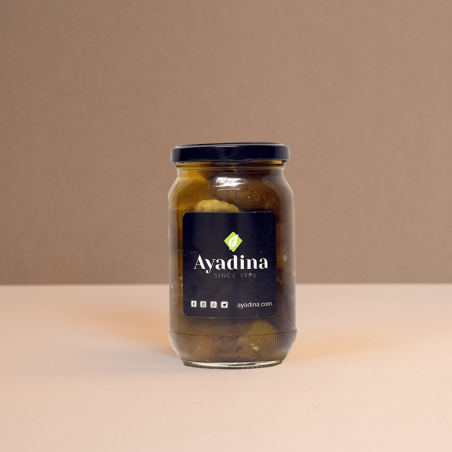 Aubergines marinées Ayadina, gros plan texture et marinade huile d'olive