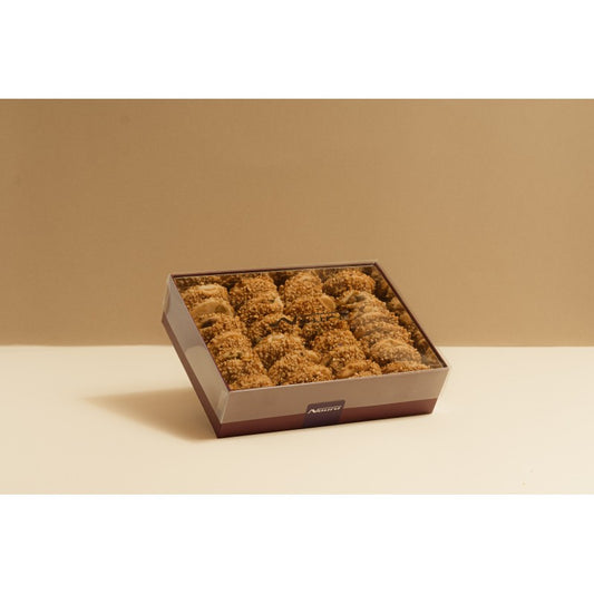 Boîte de Barazek Noura 300g, biscuits fins au sésame doré et pistaches