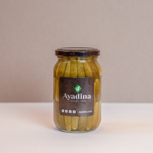 Concombres gherkin Ayadina 340g, croquants marinés pour apéritif et cuisine orientale