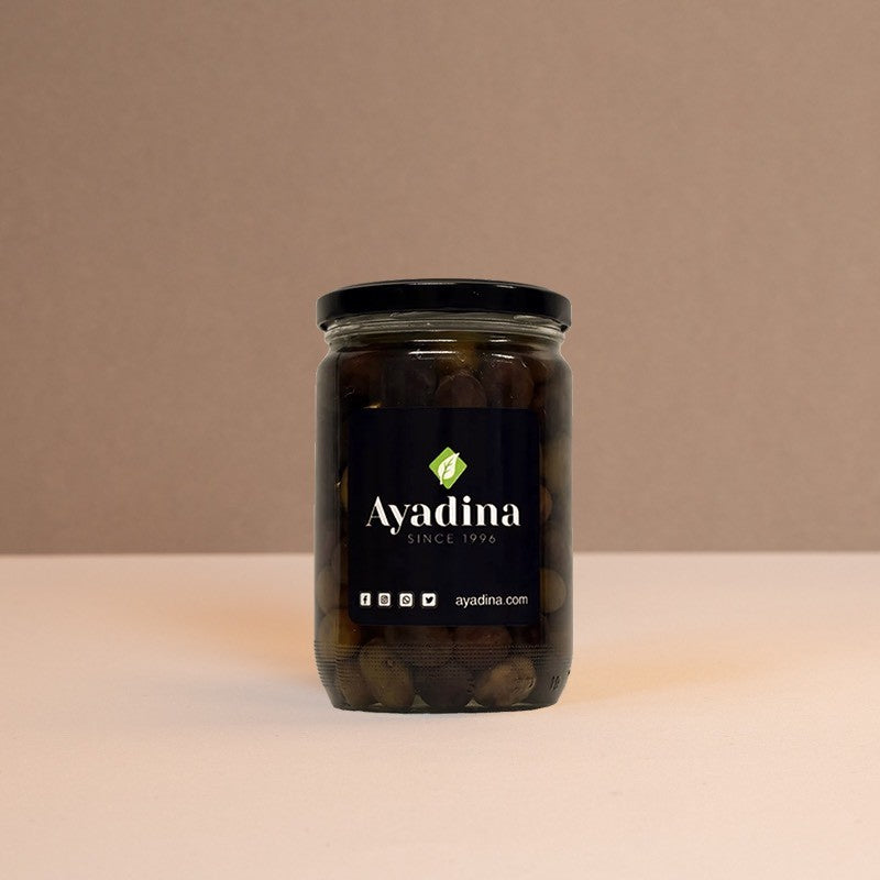 Olives noires authentiques Ayadina 340g, cuisine libanaise et mezzé oriental